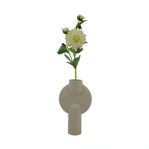 Real Touch Dahlia - 3 Head - White, 63 cm
