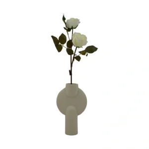 Rose Artificial Flower - 3 Head - White, 68 cm