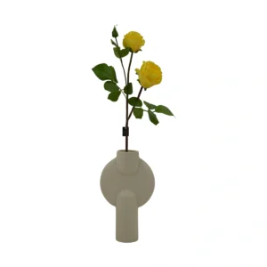Rose Artificial Flower - 3 Head - Yellow, 68 cm
