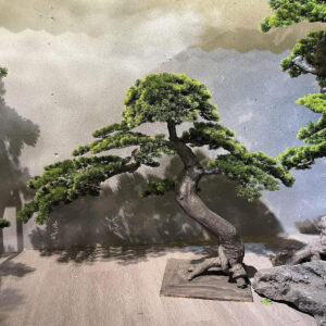 Elegant Artificial Pine Bonsai Tree - Timeless Japanese Design - Green, 120 cm
