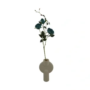 Elegant Rose Branch - 3 Head - Blue, 93 cm