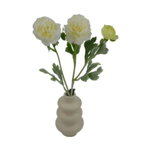 Vibrant Ranunculus Buttercup Flower - White, 52 cm