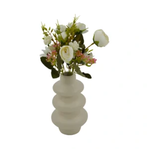 Small Artificial Rose & Wildflower Bouquet - White, 30 cm