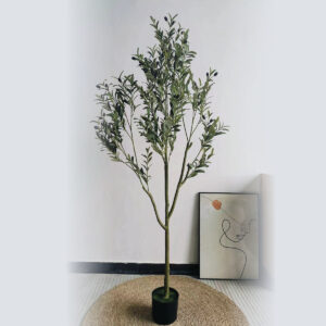 Elegant Tall Artificial Olive Tree - Realistic Green Leafs & Black Olives - Green, 180 cm
