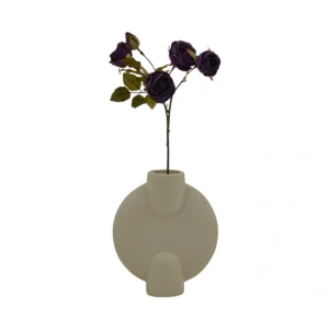 Rose Dry Flower Look - 5 Head - Purple, 44 cm