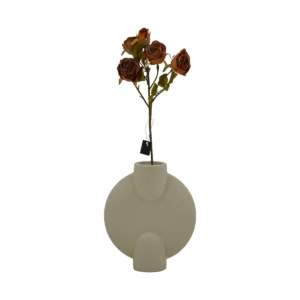 Rose Dry Flower Look - 5 Head - Red, 44 cm