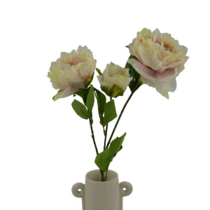 Peony - 3 Head - Artificial - Cream, Pink, 74 cm