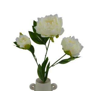 Peony - 3 Head - Artificial - White, 74 cm