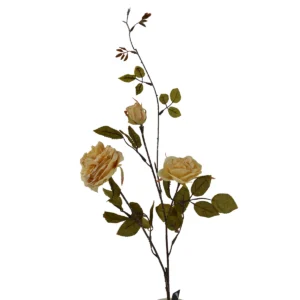 Rose Dried Look - 3 Head - Yellow, 93 cm