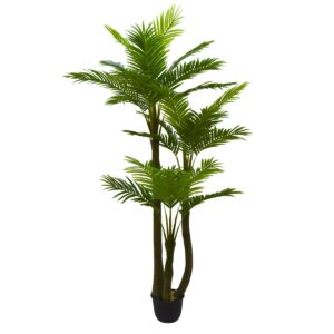 Artificial Tall Palm Tree With 3 Trunks - Green, 250 cm