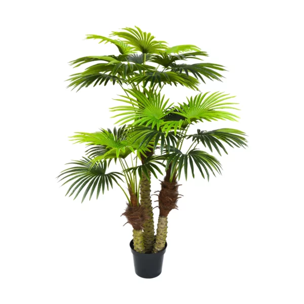 Artificial Washingtonia Fan Palm Tree With 3 Textured Trunks - Green, 180 cm
