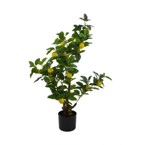 Artificial Lemon Tree With Twisted Trunk – Lifelike Yellow Lemons - Green, 90 cm