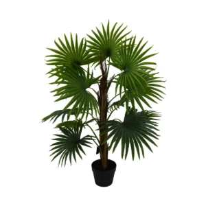 Artificial Livinstona Fan Palm Tree - Green, 90 cm