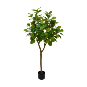 Artificial Croton Tree – Lifelike Multicolored Foliage With Natural Trunk - Yellow, 135 cm