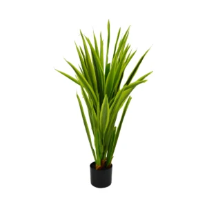 Artificial Dracaena Grass Plant - With Green Sword-Like Leaves In Black Pot - Green, 100 cm