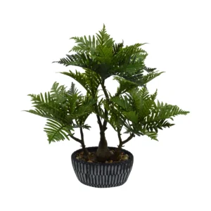 Artificial Mini Palm Tree In Decorative Ceramic Pot - Green, 60 cm