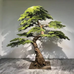 Large Artificial Bonsai Pine Tree With Textured Trunk - Green, 220 cm