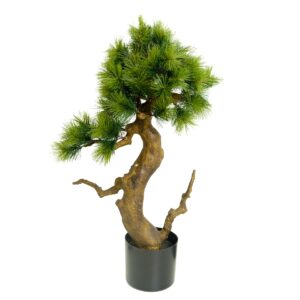Artificial Bonsai Tree - Graceful Design In Black Pot - Green, 60 cm