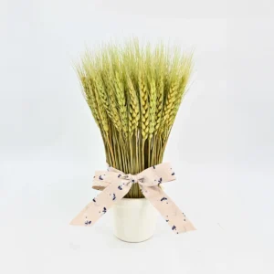 Grain Bundle In A Ceramic Pot - Naturel, 29 cm