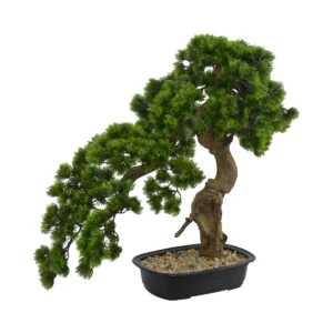 Elegant Artificial Cascading Bonsai Tree - Realistic Pine Foliage & Twisted Trunk In Decorative Pot - Green, 68 cm
