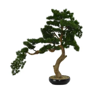 Elegant Artificial Japanese Cedar Bonsai Tree - Green, 88 cm