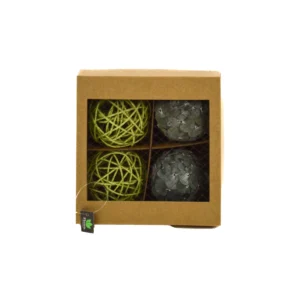 Box With 4 Balls Potpourri - Green, 20 cm