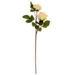 Rose Artificial Flower 3 Head - Pink 68 cm Detailed shot rose leaves