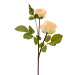 Rose Artificial Flower 3 Head - Pink 68 cm Detailed shot rose leaves
