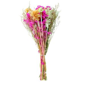 Dried Flower Bouquet Pink & Peach with Ivory Accents