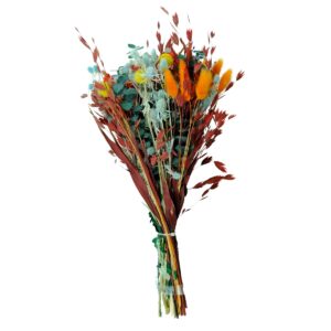 Dried Flower Bouquet with Red & White Accents