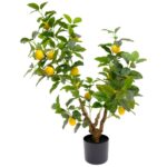 Artificial Lemon Tree With Twisted Trunk – Lifelike Yellow Lemons - Green, 90 cm