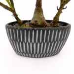 Artificial Small Olive Tree Black White Ceramic Pot Pebbels Olive leaves Detailed shot