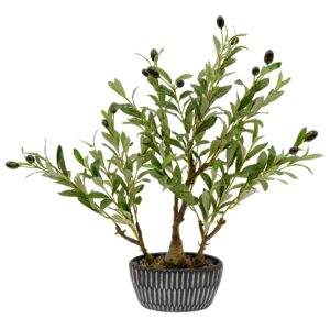Artificial Small Olive Tree With Ceramic Pot - Green, 60 cm