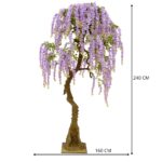 Large Artificial Wisteria Tree Purple Blooms Flowers 240 cm detailed shots textured truk