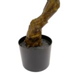 Artificial Japanese Bonsai Pine Tree Pinie leaves Woud textured trunk black pot detailed shot