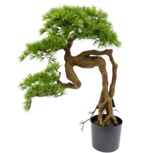 Artificial Bonsai Tree Exposed Roots And Textured Trunk - Green, 95 cm