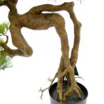 Artificial Bonsai Tree Exposed Roots Textured Trunk Black Pot Detailed shot