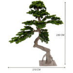 Artificial Pine Bonsai Tree – Dual Trunks - Green, 230 cm Detailed shots