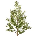 Artificial Olive Tree - Realistic Green Leafs & Black Olives - Green, 180 cm Black Pot Detailed shots textured trunk