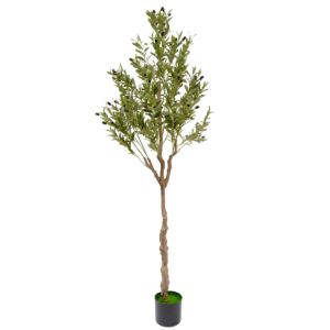 Artificial Olive Tree - Realistic Green Leafs & Black Olives - Green, 180 cm
