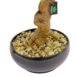 Artificial Japanese Pine Bonsai Tree Black pot Pebbels Detailed shot