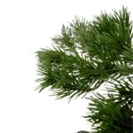 Artificial Japanese Cedar Bonsai Tree Black porcelain pot Pebbels detailed shot Pine Leaves