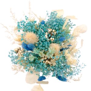 Dried Flower Bouquet Turquoise And Blue - Large